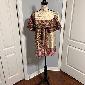 Miss Bisou gorgeous patchwork pattern top size large